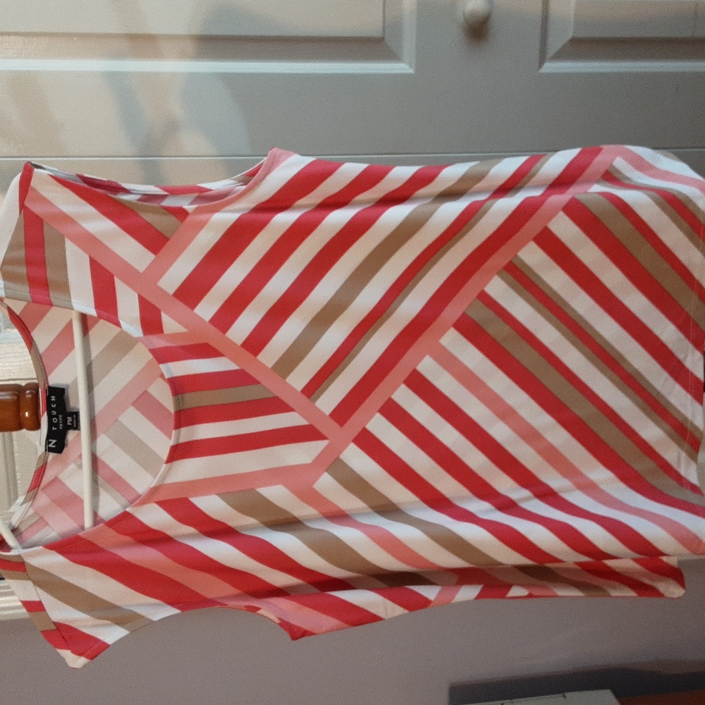 N touch white & orange striped blouse size pm.